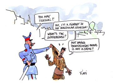  You are illegal! Do you know the difference between “illegal and irregular migration”? Irregular entries, stay and work are not criminal offences but administrative misdemeanours. Not distinguishing between the two terms reinforces the false and negative stereotype that migrants in irregular situations are criminals. © OHCHR/ILO