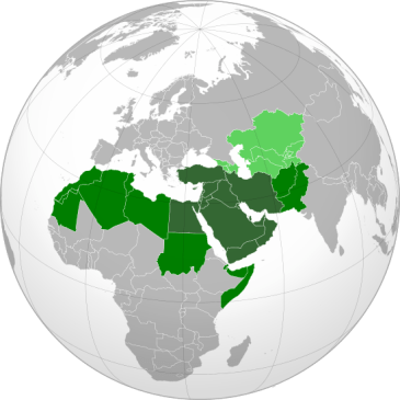 *****Traditional definition of the Middle East   G8 definition of the Middle East   Areas sometimes associated with the Middle East (socio-political connections) | Author: Heraldry | Wikimedia Commons