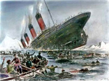 **Titanic sinking (Colourized) | Artist: Willy Stöwer, 1912 | Source/Photographer: Magazine Die Gartenlaube, en:Die Gartenlaube and de:Die Gartenlaube | Wikimedia Commons