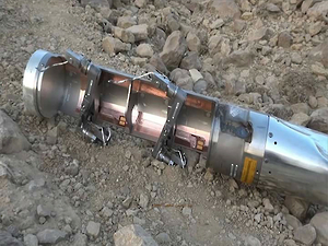 An expended BLU-108 canister from a CBU-105 Sensor Fuzed Weapon found in the al-Amar area of al-Safraa, Saada governorate, in northern Yemen on April 17, 2015. © 2015 Private | Source: Human Rights Watch