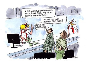 Migrants have a duty to pay taxes…                                         Many do not recognize the contributions all migrants – including women and men in irregular situations – make to the economy and to social security schemes where they live. Do you know that everyone – migrant or not – has a right to social security benefits? © OHCHR/ILO