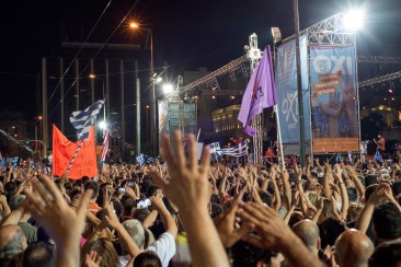 **Photo: 3 July 2015: Demonstration for voting NO in front of the Greek parliament, Syntagma Square, Athens. | Author: Ggia | Wikimedia Commons