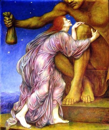 **1909 painting The Worship of Mammon, the New Testament deity of material greed, by Evelyn De Morgan. | Author: Evelyn De Morgan (1855–1919) Link back to Creator infobox template wikidata:Q235903| Wikimedia Commons