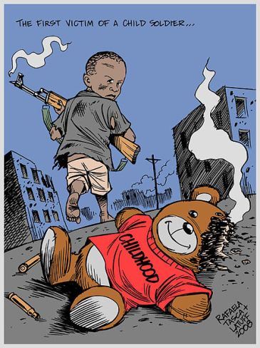 *****The first victim of a child soldier - Childhood | 2008 | Authors; Rafaela Tasca and Carlos Latuff | Source: http://www.indymedia.org.uk/en/2008/01/389381.html | Free Art License | Wikimedia Commons
