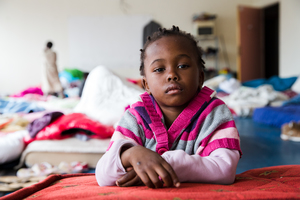  There aren't many children here. The city authorities prioritise women and children when they rehouse people. 