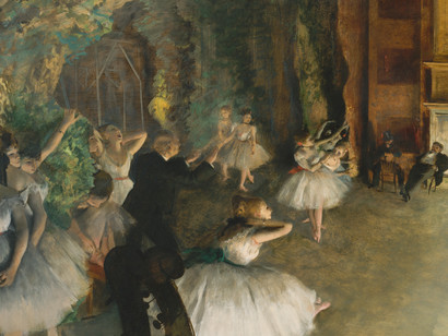 Edgar-Degas-The-Rehearsal-Oil-Watercolour-and-pastel-on-board-1874