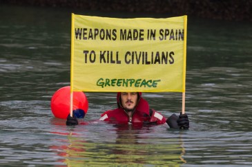 Peace Action in Port of Bilbao, Spain
